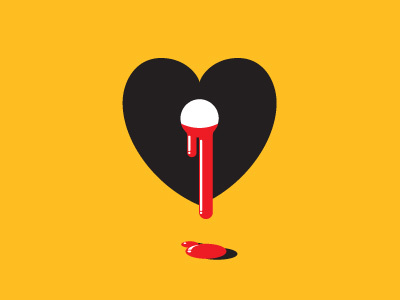 Heart apparel black blood bullethole graphic design heart t-shirt yellow