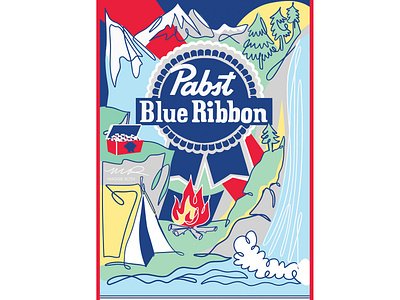 PBR Beer Can beer beer art beer can beer logo illustration label label design line art mock up pabst pbr product design