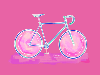 Going Places abstract bike colorful continuous digital illustration line line art pastel