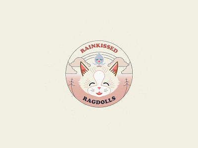 Rainkissed Ragdolls badge cat illustration logo rain drop