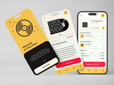 Vinyl Store | Mobile App UI app design concept design e commerce onboarding ui design vinyl