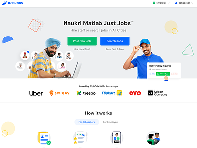 Just Jobs Homepage Design job board landing page ui ux web app