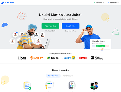 Just Jobs Homepage Design job board landing page ui ux web app