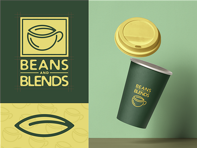 BEANS and BLENDS LOGO badge beans branding coffee cup logo logotype packaging symbol typography vintage