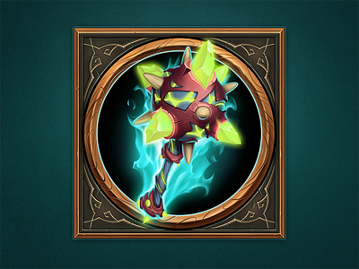 Mace lvl 3 concept crystal fire glow icon illustration mace weapon