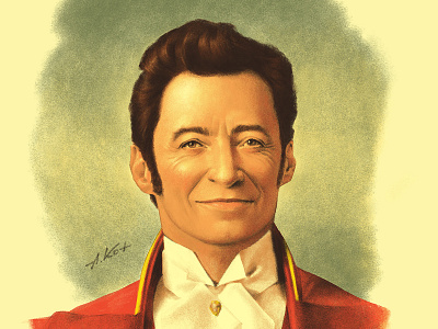 Hugh Jackman illustration retro the greatest showman vintage