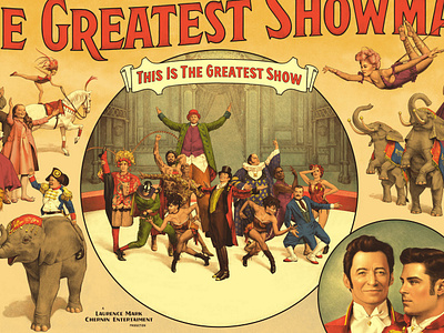 "The Greatest Showman" poster artist circus elephant horse illustration poster retro vintage