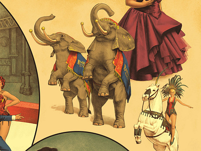 "The Greatest Showman" poster circus elephant horse illustration retro vintage