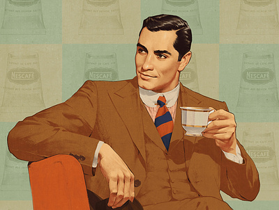 Coffee time 50s illustration retro vintage