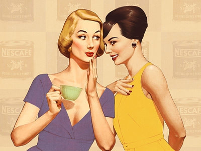 Coffee time 50s illustration retro vintage