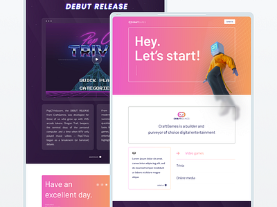 Game agency design flat illustration minimal minimalistic typography ui web