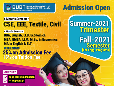 Admission ad for BUBT