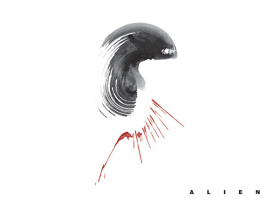 Homage to Alien alien hr giger ink mixed media splatters