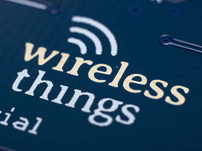Wireless Things logo on a PCB copper gold pcb printed silk screen