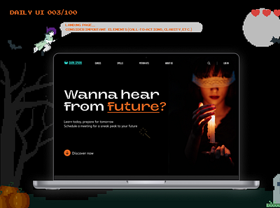 Daily UI 003- Landing Page Design app design arcade game figma gaming halloween ios landing page landing page design ui ui design uiux ux design