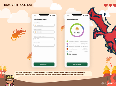 Mortagage Calcutalor UI Design - DailyUI 004 app design calculator dailyui design designchallange figma figmadesign gaming ui ui design uidesign uiux uxdesign