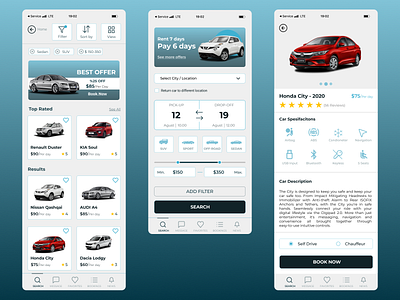 Mobile Ui Car Rental app design graphic design ui ux