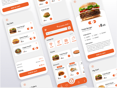 Food Deliver Mobile App Design app deliver design food orange ui ux white