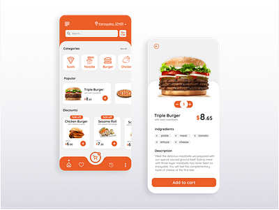 Food Deliver Mobile App Design app clean deliver design food orange ui ux white