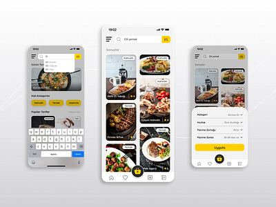 Recipe App Mobile UI Design - 2 app clean design food mobile recipe ui ux white yellow