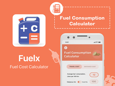 Fuel Cost Calculator App branding design icon ui uiu ux