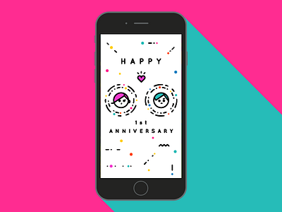 Happy 1st Anniversary anniversary character character design colorful first anniversary idea illustration ios vector