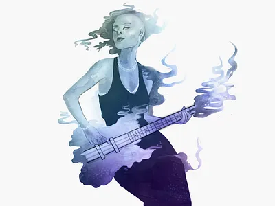 Air Guitar design girl guitar icon illustration image music musician purple web