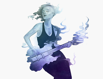 Air Guitar design girl guitar icon illustration image music musician purple web