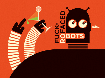 Fuck-faced Robots alcohol design flat illustration minimal robot vector