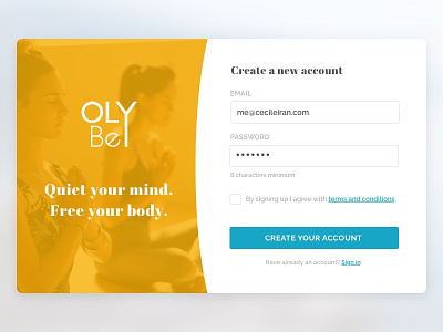 Sign Up Form — Daily UI Challenge #001 dailyui design first shot form interface oly be sign up signup typography ui web yoga