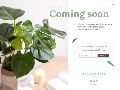 Coming soon — Daily UI Challenge #048 048 bergamotte coming soon dailyui design green interface landing soon ui ux web