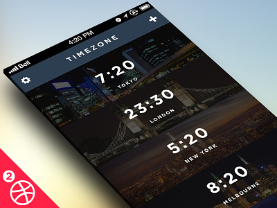 Timezone App for iOS clean dribbble flat invitation iphone minimalistic photoshop simple time timezone ui ux