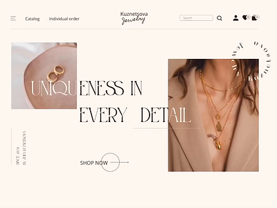 KUZNETSOVA JEWELRY | e-commerce concept branding design e commerce figma jewelry logo photoshop typography ui webdesign