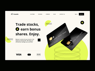 TRUCOIN − home page concept black figma illustrator mainpage trade trading ui web