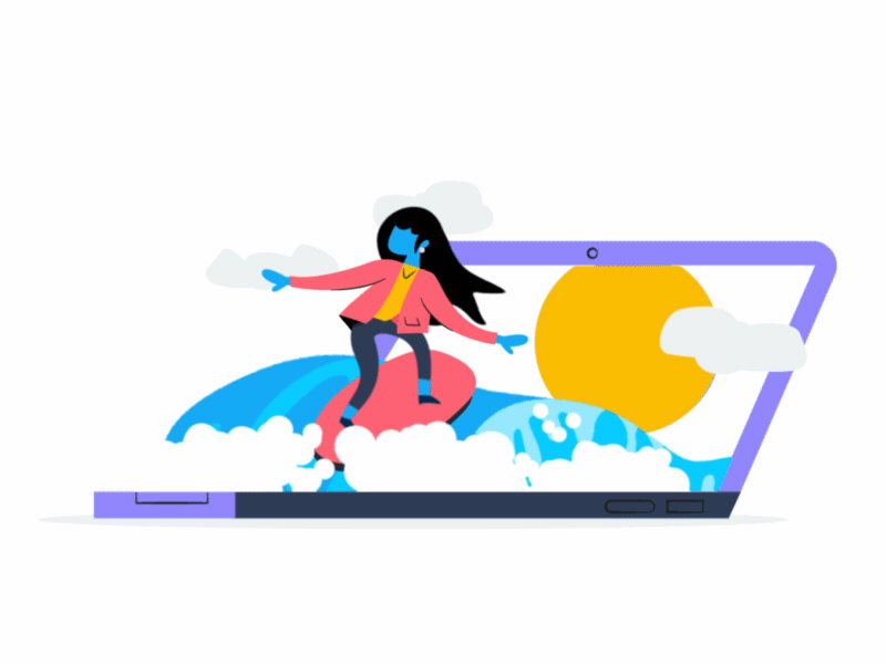 Surfing after effects animation illustration