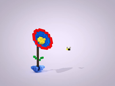 Bee-utiful flower animation c4d cinema 4d fun pixelart