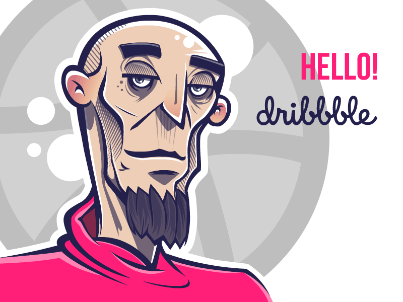 Hello Dribbble! caricature dribbble ball game illustration illustrator