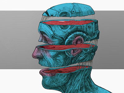 Split illustration meat mind personality split