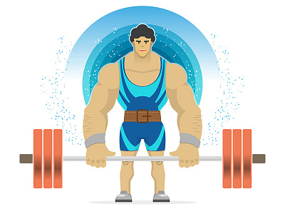 Man Of Muscle barbell cartoon flat heavy illustration men muscles olympic people power vector weightlifting