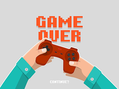 Game Over flat gamepad hands illustration you lose