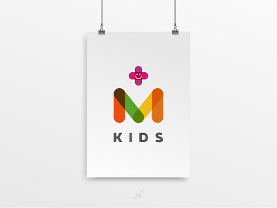 M Plus Kids children clinic colorful kids logo m