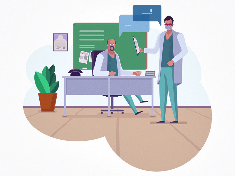 Meeting Of Doctors hospital healthcare diagnosis character consultation medic doctor cartoon vector medical illustartion flat