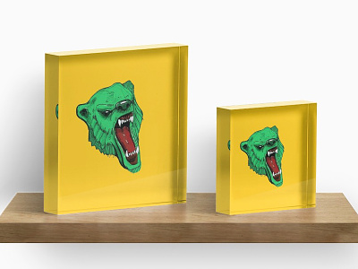 "Green Grizzly" Acrylic Block acrylic bear block green grizzly redbubble