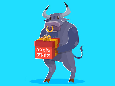 ১০০% বোনাস ai bangla bull cartoon discount flat illustartion vector