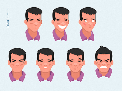 Flat Characters Constructor-Head Pack 1 ai emotions flat guy illustration style vector young