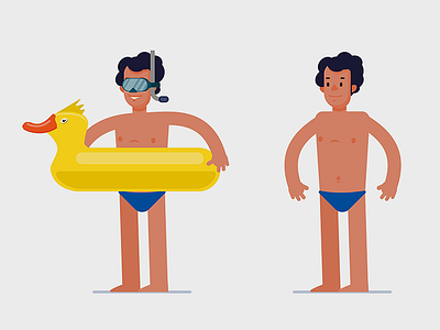 Swimmer dude ai animation cartoon flat illustartion safe swim vector