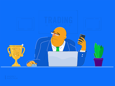 Trading Master business character design flat forex ib illustration man modern simple trading