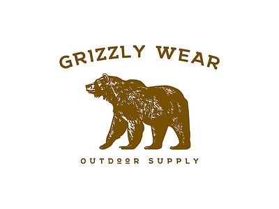 Grizzly Wear clean clothing coth drawn bear grizzly illustration logo outdoor supply rebel sign vector