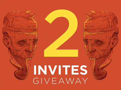2 Invites character dribbble illustration invite giveaway