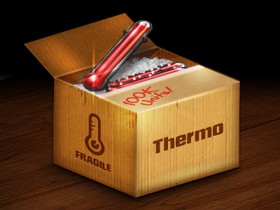 Thermo Milestone: 100k Downloads! box illustration thermo